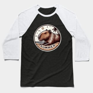 Cute summer capybara on the beach Baseball T-Shirt